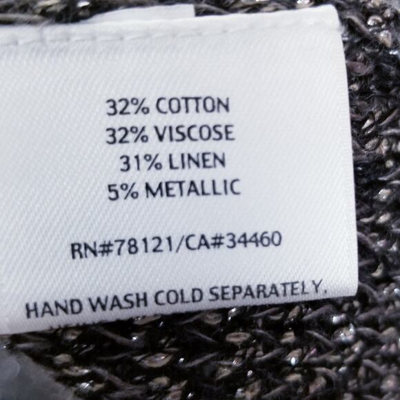 EILEEN FISHER Sweater Longline Duster Cardigan Loose Knit Metallic - Small - Picture 5 of 5